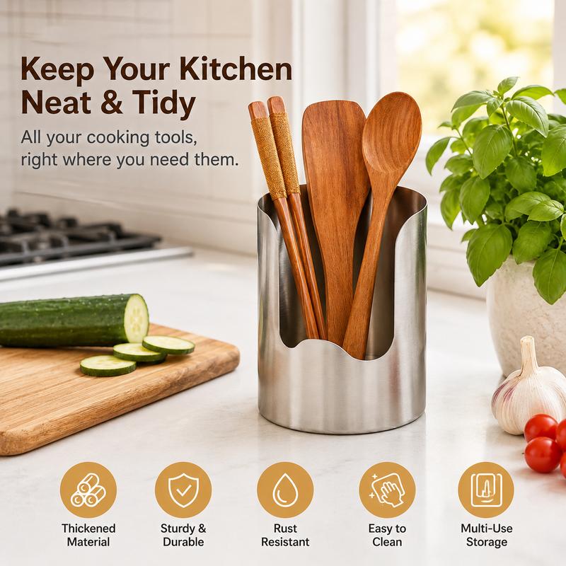 1 Count, Thickened Stainless Steel Utensil Organizer