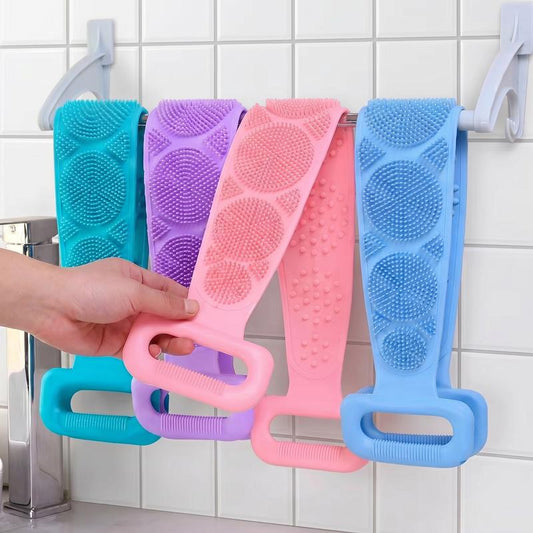 Double-Sided Silicone Back Scrubber, Exfoliating Body Brush Strap