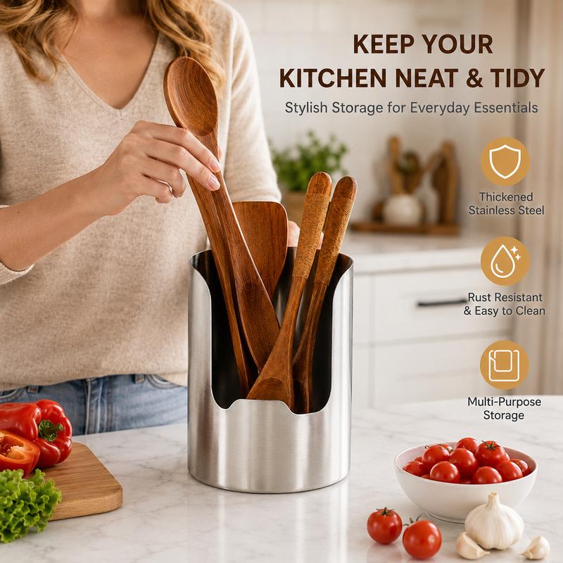 1 Count, Thickened Stainless Steel Utensil Organizer