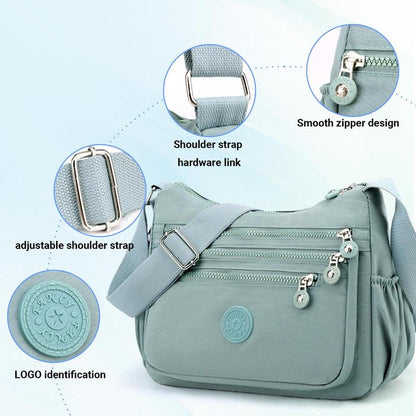 Nylon Fabric Crossbody Bag Anti-Theft Women's Shoulder Bag Multi-Layer Pocket Wallet