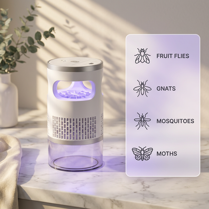 Indoor Insect Trap with Light and Suction Non Zapper Flying Bug Catcher